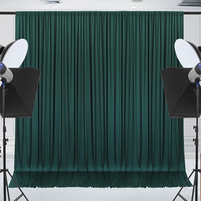 10x10ft Wrinkle Free Hunter Green Backdrop Curtain for Parties Soft Fabric Drapes Wedding Dark Green Curtain Backdrop for Birthday Party Decorations Background for Photography 5x10ft,2 Panels - Image 2