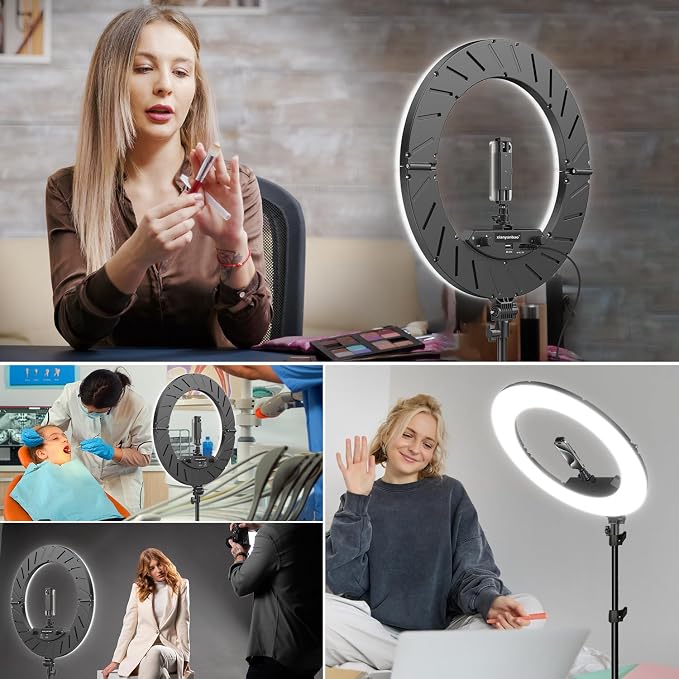 18 Inch Ring Light Kit, 55W6700k Dimmable LED Light, Tripod Stand, Remote Controller,Box,CRI95,Black - Image 7