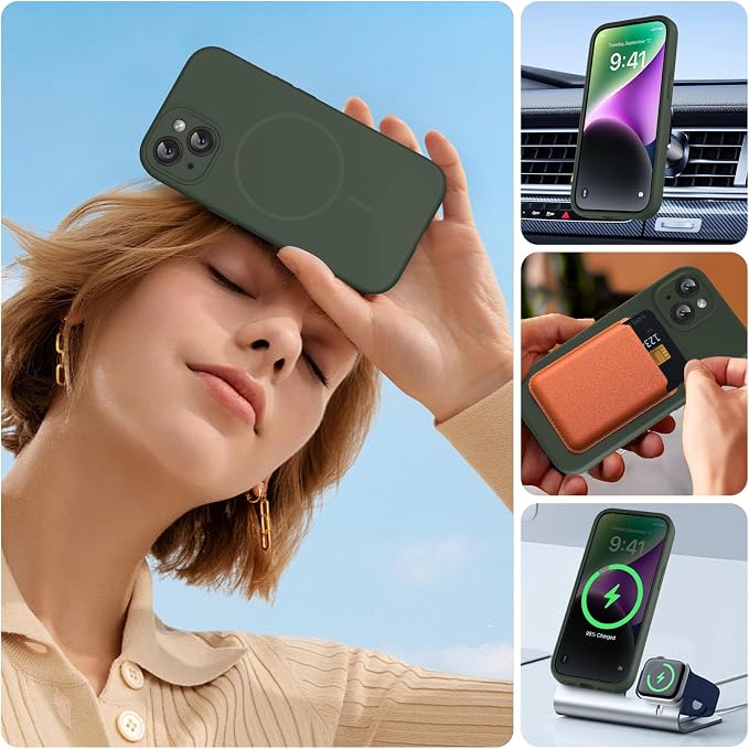 miracase Magnetic for iPhone 14 Plus Case, [Soft Anti-Scratch Microfiber Lining], Compatible with MagSafe, Silicone Shockproof Protection Phone Case for iPhone 14 Plus,Dark Green - Image 6