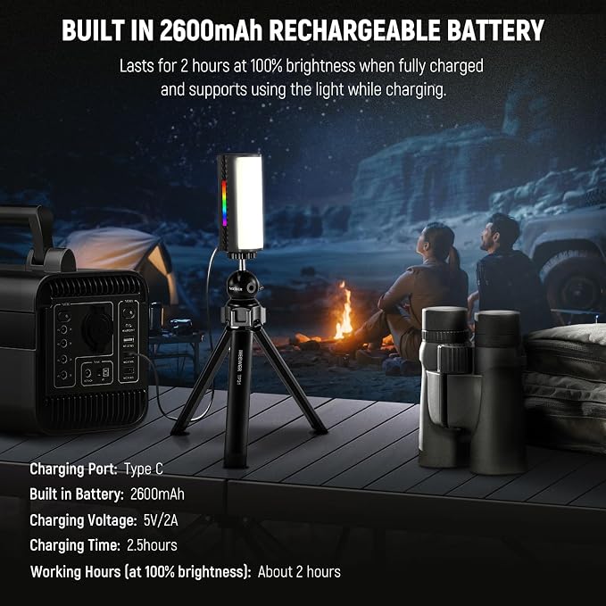 NEEWER TL97C Magnetic Handheld Light Wand with App Control | 360° Full RGB Mini LED Video Light Stick, 2500mAh Battery, 2500K-8500K Dimmable CRI97, 17 Scenes for Photography Vlog - Image 8
