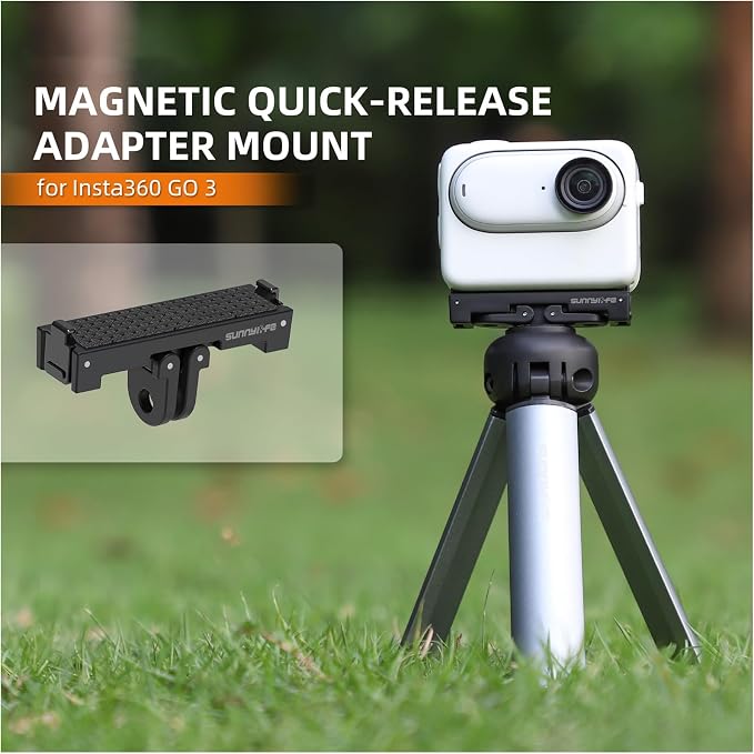 Magnetic Quick-Release Mount for Insta 360 Go 3s Accessories | Aluminum Alloy Camera Mount Adapter With 1/4" Threaded Port For Tripods & Selfie Sticks, Vlogging - Image 2