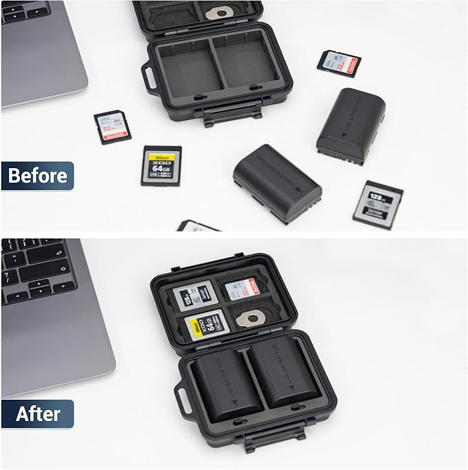 JJC Portable Camera Battery Memory Card Storage Case for 3 SD Card,4 CFexpress Type-B/XQD Cards,2 Camera Batteries,Compact Cameras Battery Holder Box for Nikon EN-EL15 - Image 7