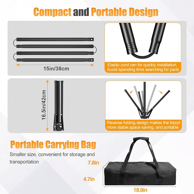 White Photo Backdrop with 5x6.5ft T-Shaped Stand for Photoshoot | 5x7ft Portable White Backdrop Stand Kit with Carrying Bag, 5 Strong Spring Clamps for Baby Shower Portrait Live Streaming - Image 3