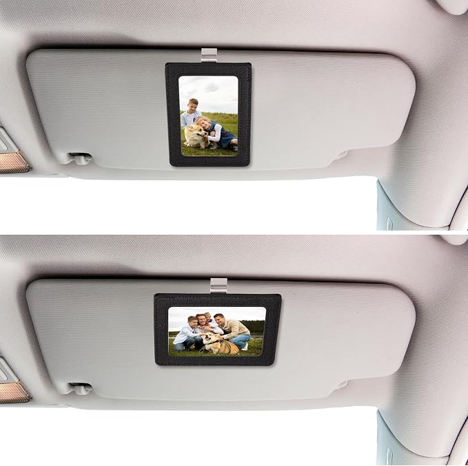 2 Pack Car Picture Frame Visor Clip Leather Sun Visor Photo Clip Holder Personalized Car Picture Holder Display Visor Photo Frame Vertical Horizontal fit 2.36"x3.54" Photo Mini Instant Film - Image 7