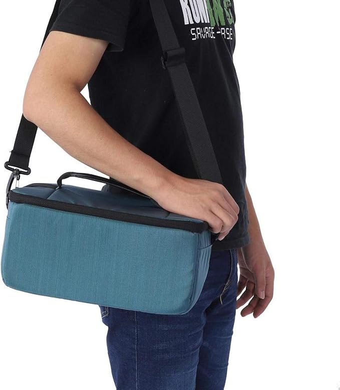 VINGVO Partition Lens Bag, Shockproof Waterproof Polyester Protective Insert Camera Pouch Camera Organizer Camera Lens Bag for Lens Tissue Card Reader(Blue) - Image 5