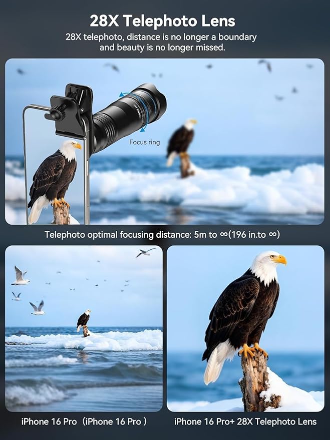 MIAO LAB 28X HD Telephoto Lens for iPhone/Samsung/Android | High Power Telephoto Camera Lens, Universal Smartphone Compatibility - Image 5