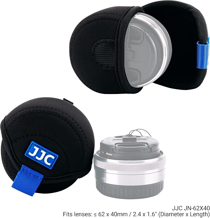 JJC Small Neoprene Camera Lens Pouch Case, Fits Lens up to 2.4 x 1.6inches | Water-Resistnat, Fold Over Closure, Compatible with Canon EF-M 22mm f/2, Sony E PZ 16-50mm f/3.5-5.6, Fujifilm XF27 f/2.8 - Image 2