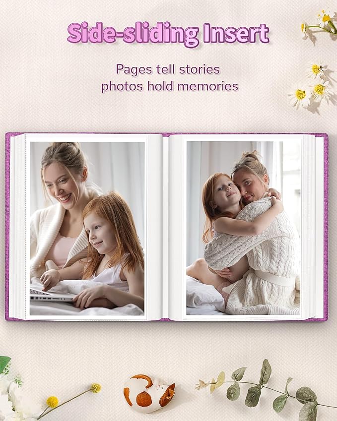 Artfeel Photo Album 4x6 with 100 Pockets,Slip-in Picture Albums,Linen Cover Memory Book with Front Window,White Page Vertical Photo Book for Wedding,Family,Anniversare,Baby,Vacation - Image 7