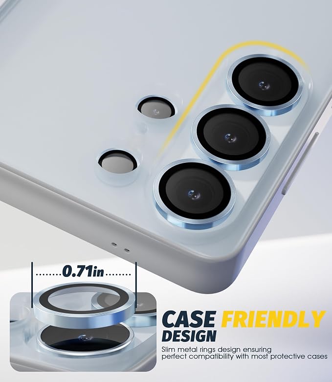 Orzero (2 Sets Camera Lens Protector for Samsung Galaxy S26 Ultra, [EZ Install] [Case-Friendly] 9H Tempered Glass CD Pattern Lens Cover, Military-Grade Shockproof, HD Clarity Anti-Glare (Blue) - Image 7