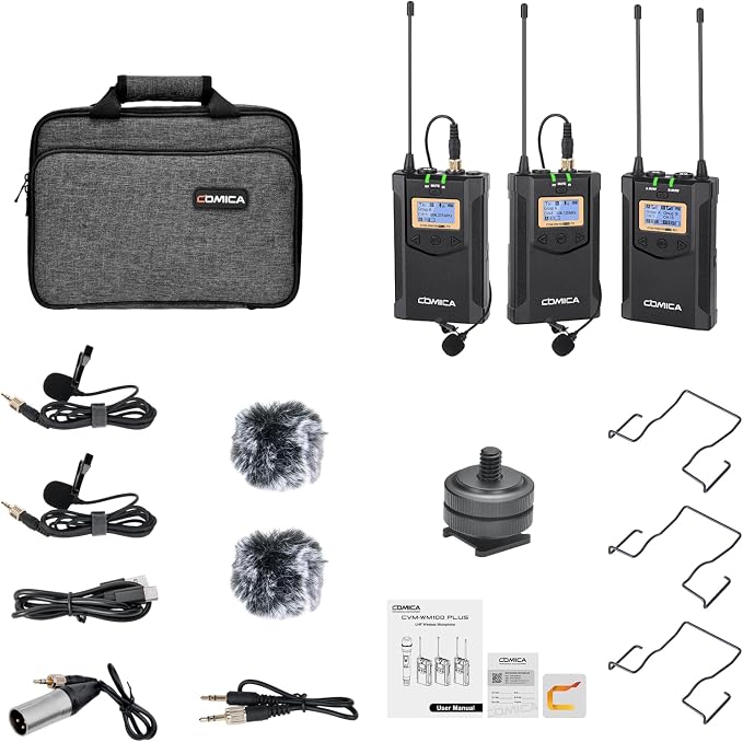 COMICA CVM-WM100PLUS UHF Wireless Lavalier Microphone for Camera Smartphone | 48 UHF Selectable Channel, Noise Cancellation, 160ft Stable Range, Dual Lapel Mic for YouTube TikTok Vlog Interview Stream - Image 9