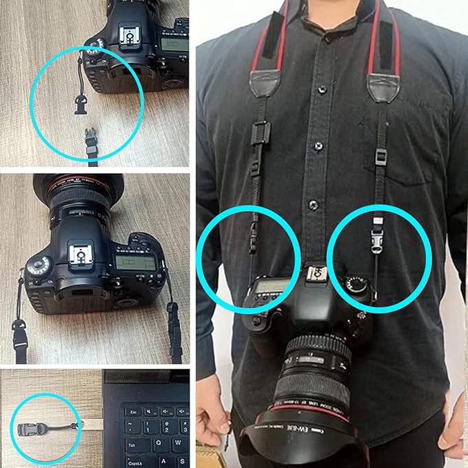 Camera Quick Release Strap Adjustable Quick Release Buckles for Nikon DSLR Camera Strap Quick Release QD Loops Clips Connector Buckle Connect Adapter to Lug Split Rings Adaptor Camera Neck Strap - Image 6