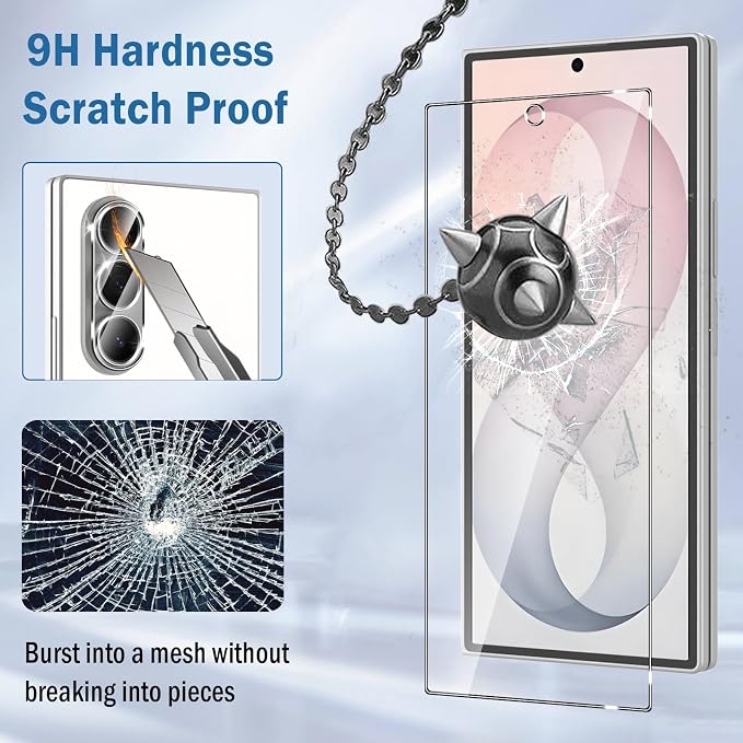 2+2 Pack for Samsung Galaxy Z Fold 8 Ultra Screen Protector with Camera Lens Protector,Full Coverage 9H Tempered Glass Film,HD Clear Scratch Resistant,Bubble-Free for Galaxy Z Fold8 Ultra Screen Protector - Image 4