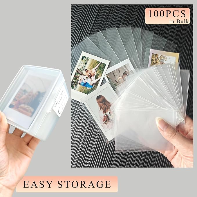 Kpop Photocard Sleeves with Storage Box, 100pcs 2x3 Mini Photo Holder | Clear Photo Shield Cover for Instax Mini Film/Kpop, PVC-Free & Acid-Free Polypropylene Card Protector (60x90mm/2.36x3.54in) - Image 5