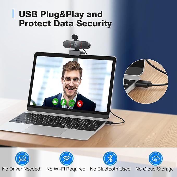 EMEET C960 4K Webcam for PC, PDAF Auto Focus, Dual Omni Mics, 73° FOV | Auto Light Correction, USB-A, Plug&Play, Web cam 4K with Privacy Cover, Webcam 4K Works for Zoom/Teams/Google Meet, Laptop/PC - Image 8