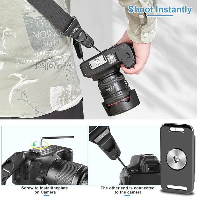 FIEIL Camera Strap with Quick Release Plate, Adjustable Camera Neck Strap, Comfort Camera Sling Strap, Quick Release buckles for/DSLR/SLR/Mirrorless Digital Cameras. - Image 6