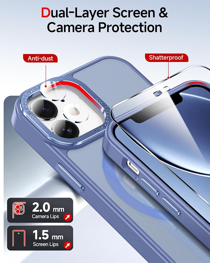 LeYi for iPhone-12 Mini Case/iPhone-13 Mini Phone Cases Blue:[ Screen Protector X2+ Camera Cover X2] Compatible with Magsafe i iphone12 12mini Slim Protective Magnetic Funda para 13mini, Light Blue - Image 3