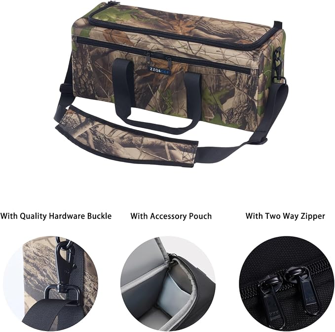 ZZQ&CCF Camera Lens Pouch Case for Sony FE 400-800mm/100-400mm F4.5/200-600mm F5.6-6.3G,for Canon RF 200-800,Compatible with Nikon Z 180-600, Extra Large Thick Portable Bag (Leaf Camo) - Image 3