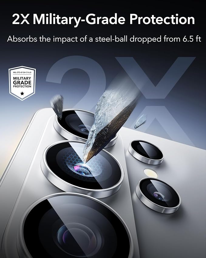 ESR for Samsung Galaxy S24 Ultra Camera Lens Protector, Individual Lens Protectors, Scratch-Resistant Ultra-Thin Tempered Glass with Aluminum Edging, Galaxy S24 Ultra Case Friendly, 1 Set, Silver | Individual Camera Cover, 9H Tempered Glass, Original C... - Image 4