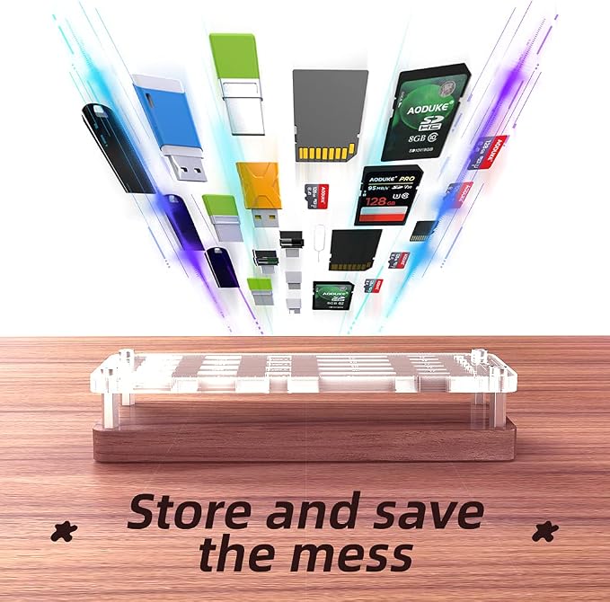 29 Slots Wooden Memory Card Case for Micro TF, USB Flash Drive, and SD Cards - Carrying Case With Screwdriver and Cell Phone Card Removal Pin Holder Desk-02MY - Image 7