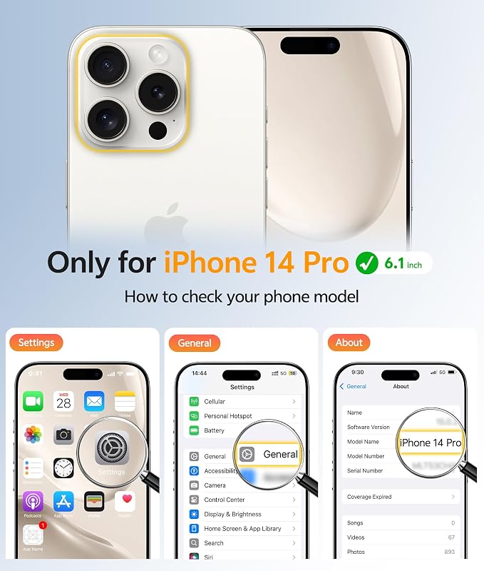 FNTCASE for iPhone 14 Pro Case, Compatible with Magsafe, Screen Protector | Full Camera Protection, Translucent Matte, 14FT Military Grade Drop Proof, Shockproof Protective Phone Cover, Off White - Image 2