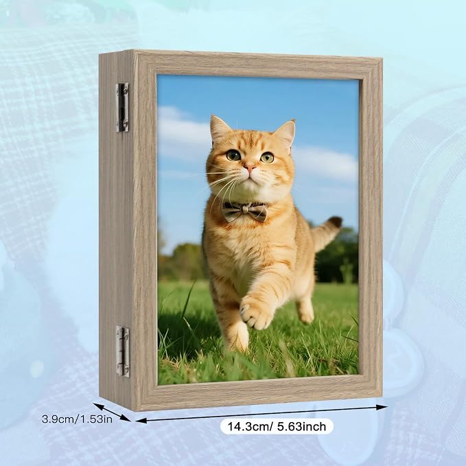5x7 Pets Memorial Shadow Box Frame, Dogs Cats Photo Display with Paw Prints Keepsake, Memorial Sympathy Gifts for Loss of Dog Cat, Grey - Image 5