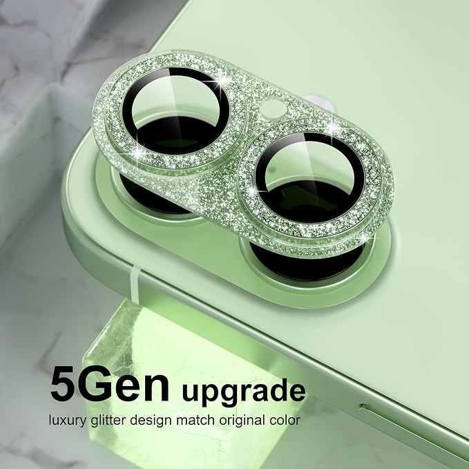 Choiche for iPhone 17 Camera Lens Protector, Glitter-Sage | Bling Metal Camera Cover with 9H Tempered Glass Lens Screen Protector Accessories, Strong Adsorption, Case-Friendly - Image 7