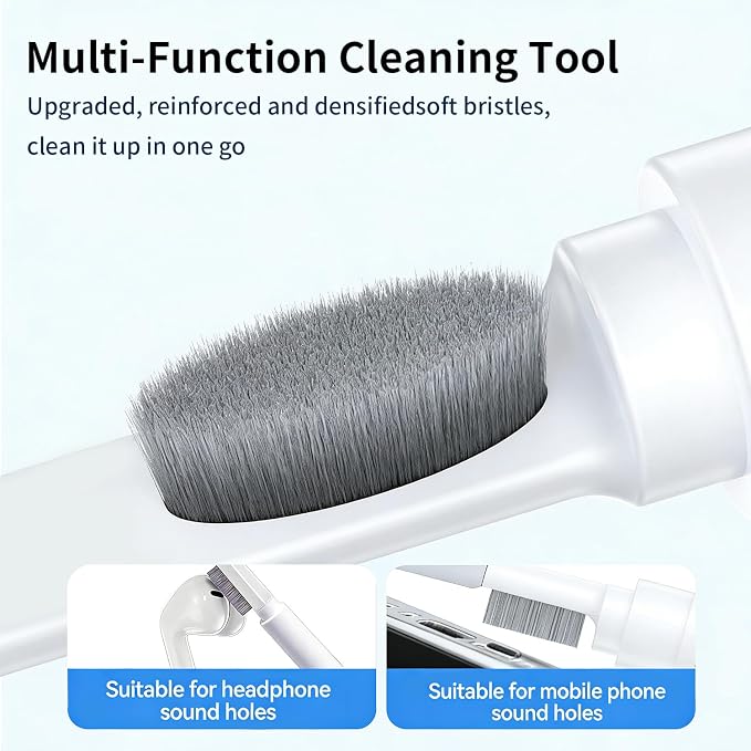 3 in 1 Cleaner Kit for AirPods Pro 1 2 3, Multi-Function Cleaning Pen with Soft Brush & Flocking Sponge for Bluetooth Earphones, Headsets Charging Case, iPhone, Laptop, Electronic Devices - Image 7