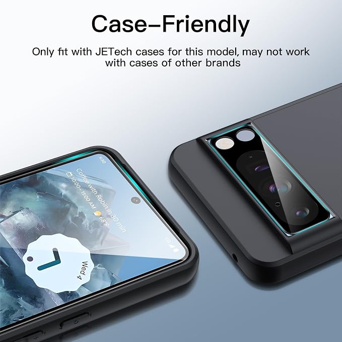 JETech Full Coverage Screen Protector for Google Pixel 8 Pro, 2+2 Pack | with Camera Lens Protector, HD Clear Tempered Glass, Anti-Scratch Protection, Easy Installation Tool - Image 2