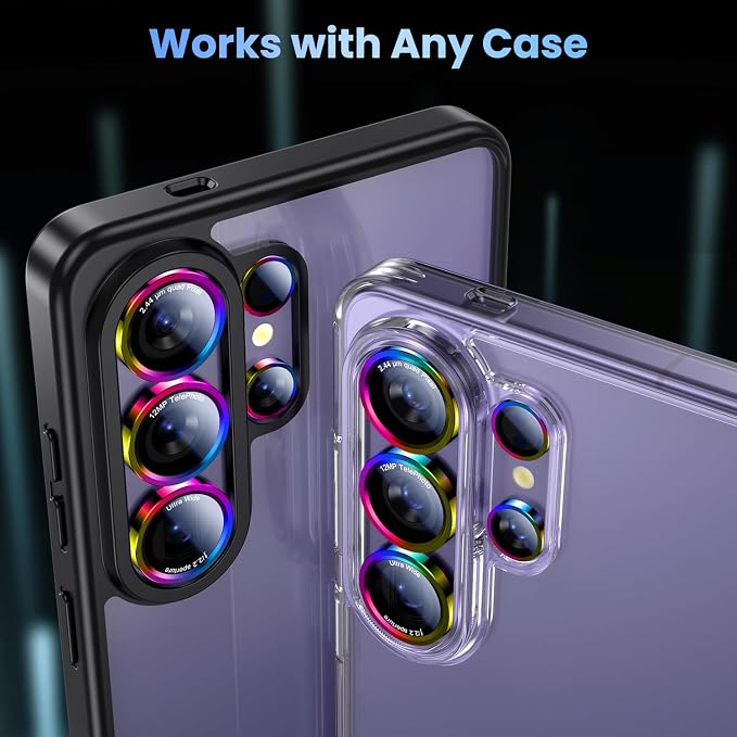 Uyiton for Samsung Galaxy S26 Ultra Camera Lens Protector, Unique Design | Case-Friendly, Ultra-Thin, Military-Grade Sapphire Glass with Aluminum Metal Rear Camera Screen Cover, Colorful - Image 5