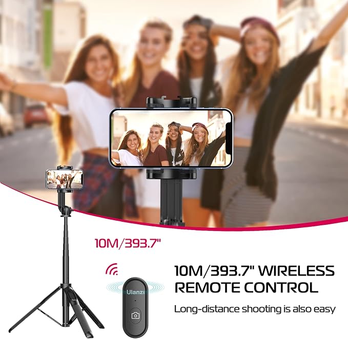 ULANZI SK-03 Selfie Stick Tripod, 64" Professional Stable Phone Tripod Stand for Smartphone/Action Camera, 3 in 1 Extendable Phone Holder with Detachable Remote for Travel Selfies Video Recording Vlog - Image 5