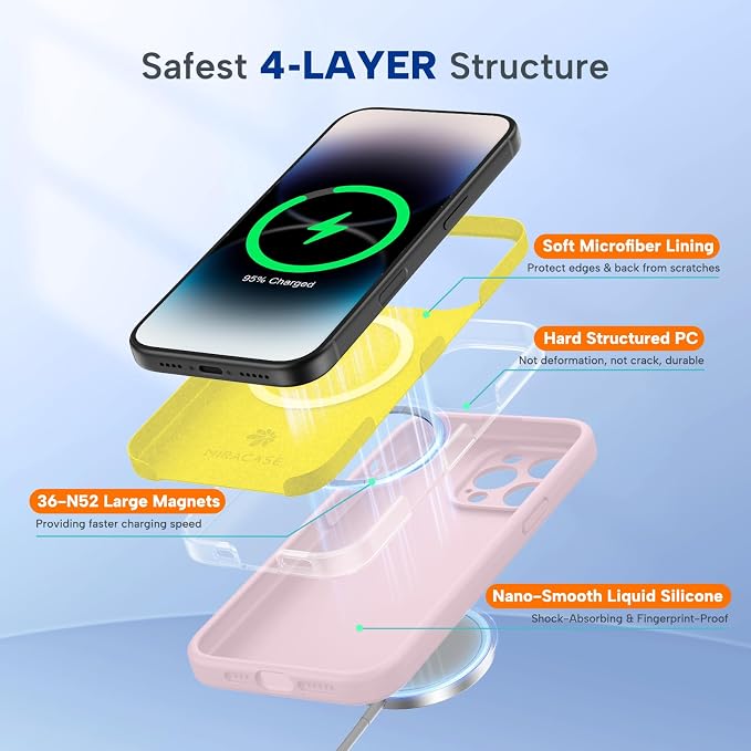 miracase Magnetic for iPhone 14 Pro Max Case, [Soft Anti-Scratch Microfiber Lining], Compatible with MagSafe, Silicone Shockproof Protection Phone Case for iPhone 14 Pro Max,Sand Pink - Image 5