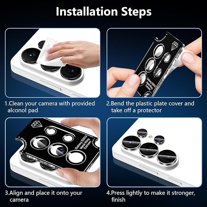 for Samsung Galaxy S26 Ultra Camera Lens Protector, Individual Metal Ring Tempered Glass Lens Cover, [Strong Adsorption] Scratch Resistant Ultra-Thin HD Clear Lens Cover, 1 Set-Clear - Image 7
