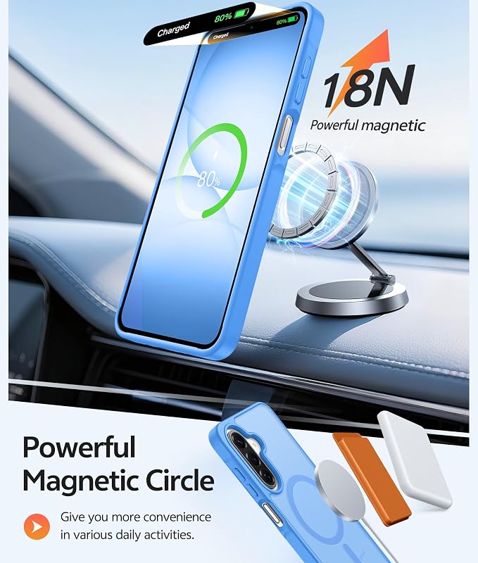 FNTCASE for Galaxy A17/A16 5G Phone Case, Fit for Magsafe, Screen Protector | Translucent Matte, 14FT Military Grade Drop Protection, Slim Shockproof Protective, for Samsung A 17 A 16 Cover, Ice Blue - Image 3