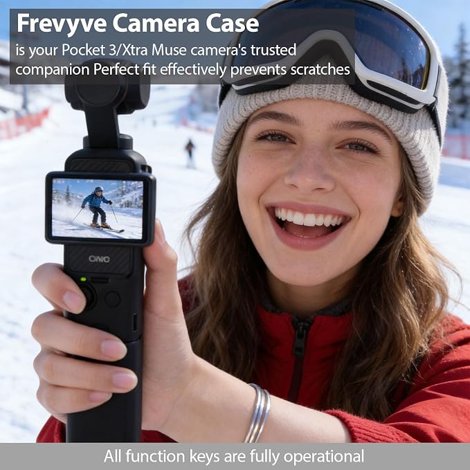 Case for DJI Osmo Pocket 3/Xtra Muse Camera, Soft Silicone Protective Case, Slim Fit Skin with mic Cover and Screen Protector Accessories for Osmo Pocket 3/Xtra Muse,Anti-Scratch (Black) - Image 2