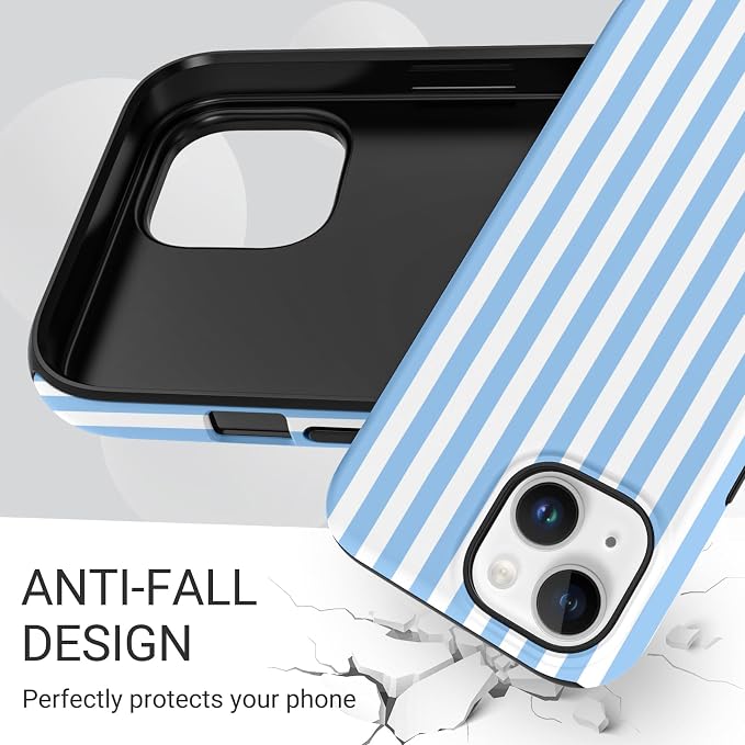 TPU Phone Case for iPhone 14, MagSafe Wireless Charging Compatible, Shockproof Slim Fit Protective Cover with Anti-Yellowing & Raised Camera Protection (Blue Stripe, iPhone 14) - Image 5