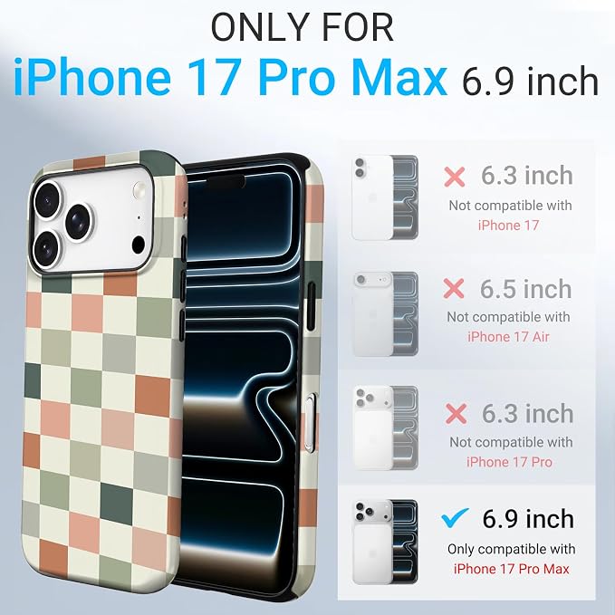 TPU Phone Case for iPhone 17 Pro Max, MagSafe Wireless Charging Compatible, Shockproof Slim Fit Protective Cover with Anti-Yellowing & Raised Camera Protection (Grid 6, iPhone 17 Pro Max(6.9")) - Image 2