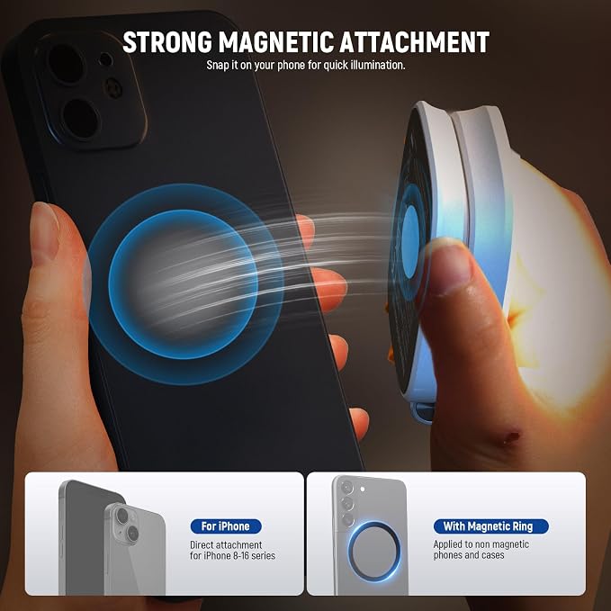 NEEWER BASICS Magnetic Selfie Light Compatible with MagSafe iPhone, CRI95 700lx/0.3m Folding LED Phone Fill Ring Lighting with Mirror for Zoom Makeup Photography Recording Video Conference,White NL48B - Image 8