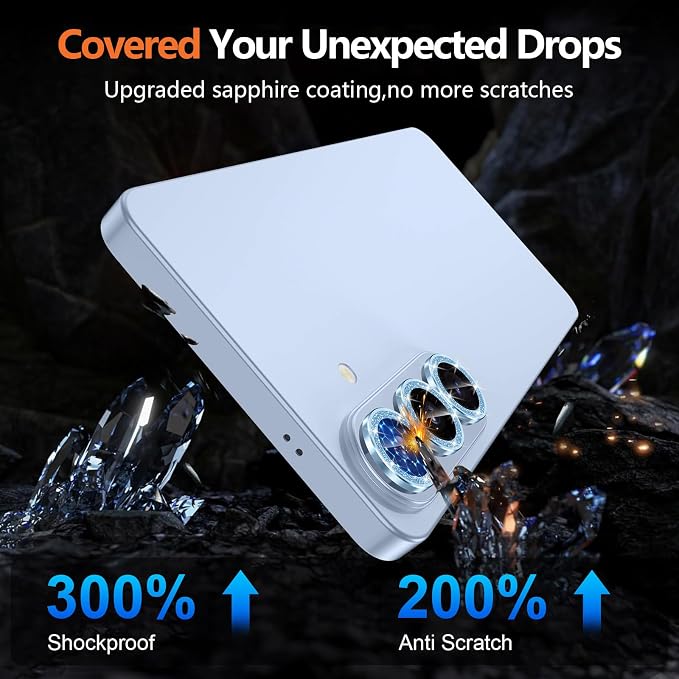 for Samsung Galaxy S26 Plus Camera Lens Protector, Individual Metal Ring Tempered Glass Lens Cover, [Strong Adsorption] Scratch Resistant Ultra-Thin HD Clear Lens Cover, 1 Set-Blue Sparkly - Image 5