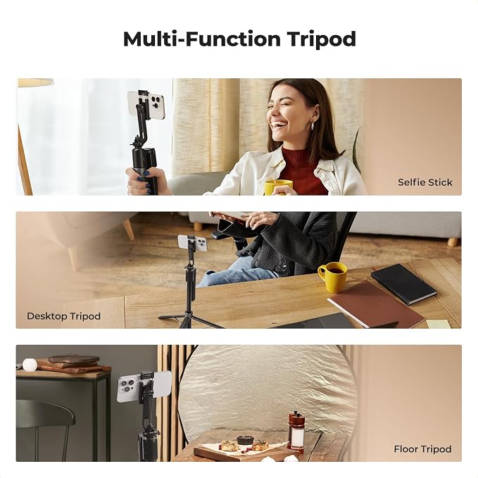 K&F CONCEPT 71“ Auto Face Tracking Tripod | 360° Rotation, 2 Fill Lights, Remote Control, for Vlogging, Live Streaming, Compatible with iPhone Android Pocket 4/3, X106 - Image 7