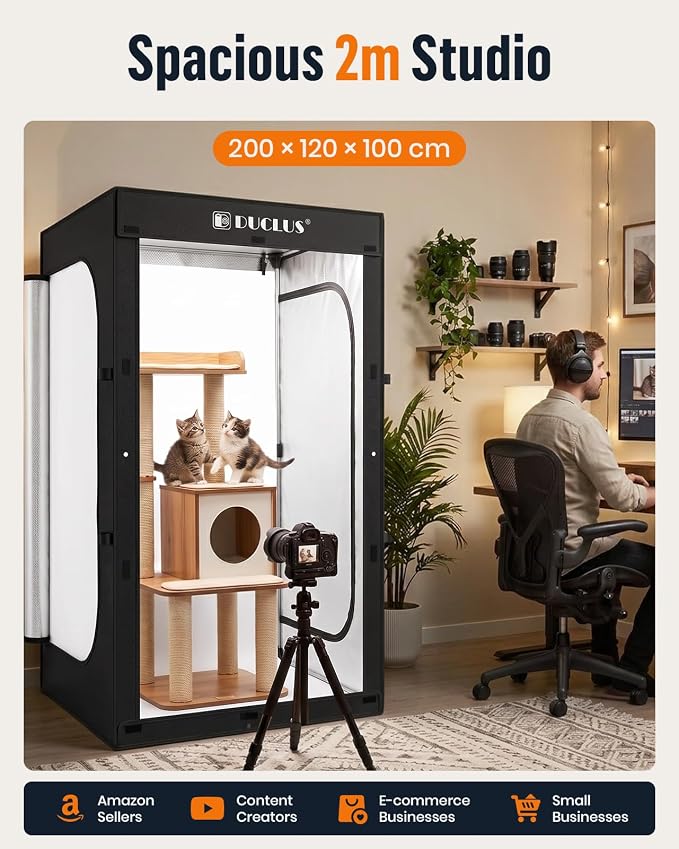 Photo Light Box 47×39×79 Inch for Clothing Photography, 400 LED Studio Shooting Tent with 8 Light Panels, CRI 96+, 12000lm Daylight, 3 Matte PP Backdrops for Bags, Models & Large Products - Image 8