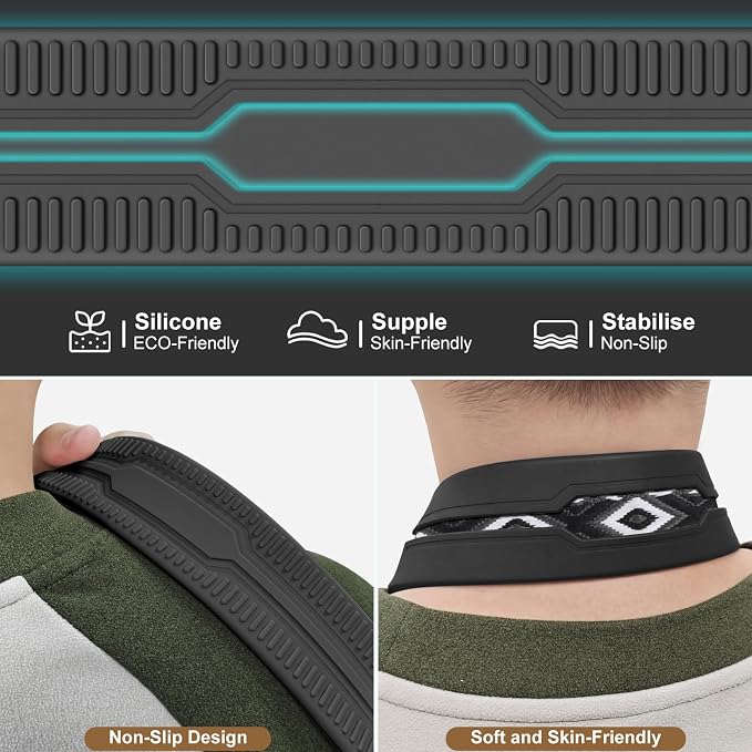 FIEIL Neck Strap Silicone Camera Straps - Padded Camera Strap, 1.5" Wide Adjustable Neck Strap - Compatible with Canon, Nikon, Sony, and More DSLR and Mirrorless Cameras (Khaki Gray Black Rhombus) - Image 6
