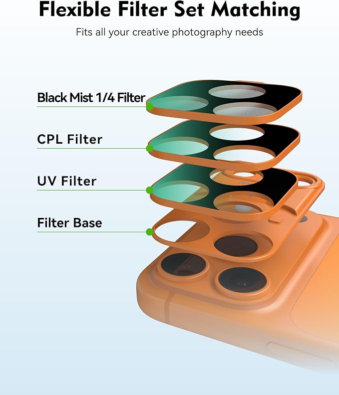 Magnetic UV Filter for iPhone 17 Pro, Snap-On Smartphone Camera Lens Filter with Adhesive Metal Base Mount, HD Optical Glass, Works with Phone Cases & Gimbals (Silver-4pack, iPhone 17Pro) - Image 2