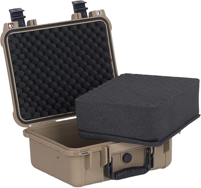 MEIJIA All Weather IP67 Waterproof Hard Camera Case,Hard Protective Case,Hard Case with Customizable Foam,Fit Use of Drones,Camera,Equipments,Pistols(Desert Tan,13.35 x11.63x5.98inches) - Image 3