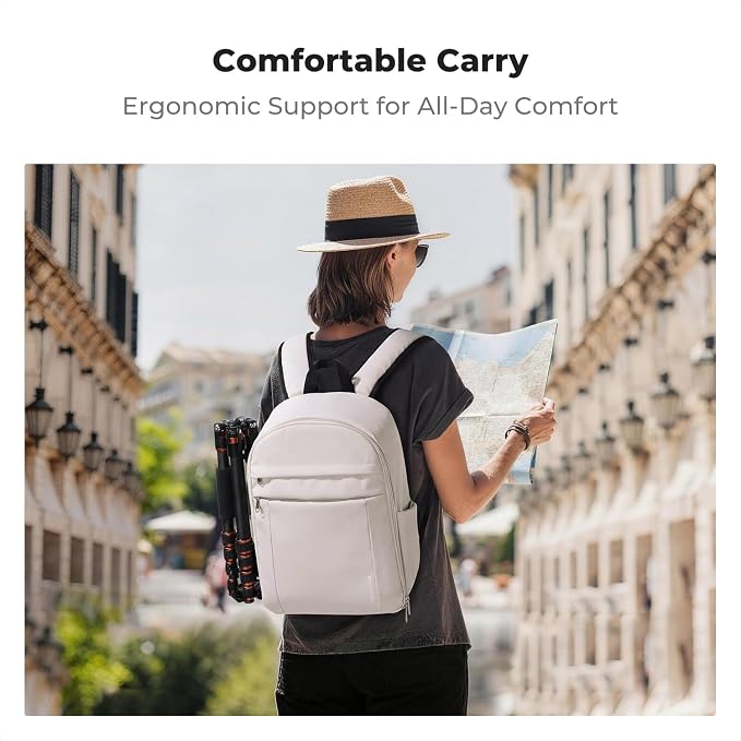 K&F CONCEPT Camera Backpack, DSLR/SLR/Mirrorless Photography Camera Bag | 14in Laptop Compartment & Rain Cover, 600D Fabric for Travel & Daily, Men & Women, Dual-Mode Detachable Dividers, White, B19 - Image 6