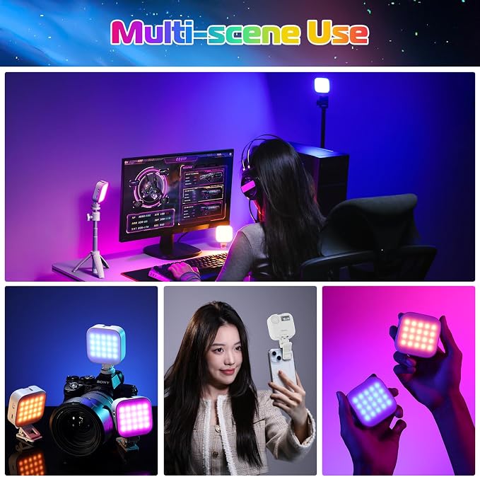 ULANZI U60 RGB Video Lights White LED Camera Light 360° Full Color Portable Photography Lighting w Quick Release Cold Shoe Adapter and Clip, 2500mAh Rechargeable CRI 95+ 2500-9000K Dimmable Panel Lamp - Image 2