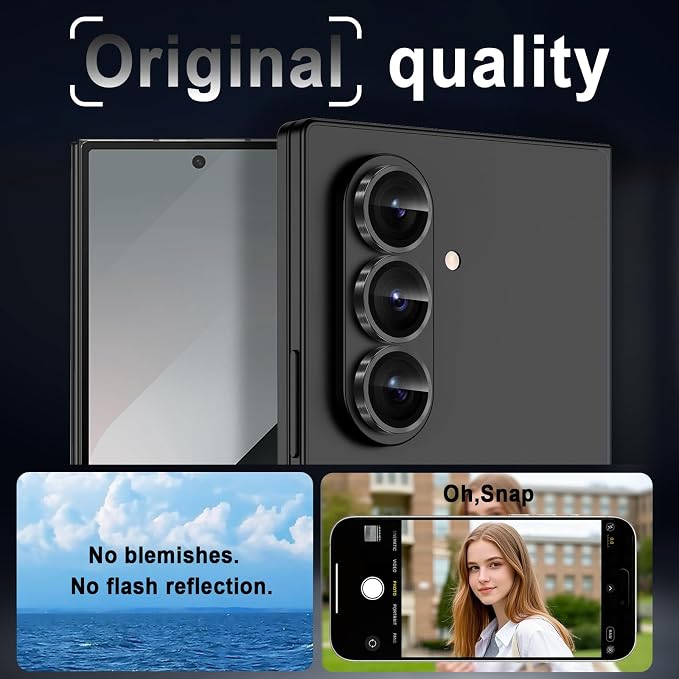 Meshine for Samsung Galaxy Z Fold 8 Ultra Camera Lens Protector,Scratch Proof,Strong Adsorption,9H Hardness with Metal Ring Camera Cover,Case Friendly,Accessories Lens Protector,Black - Image 6