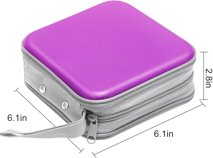 Siveit DVD Case, CD Case Holders DVD Binder Wallet Hard Plastic 48 Capacity CD/DVD Disc Cases Storage Binder for Car Home Office Travel (Purple) - Image 6