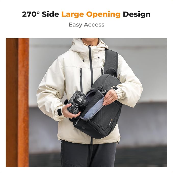 K&F CONCEPT Camera Sling Bag, Compact Crossbody Backpack, 10L | Fits Mirrorless & Small DSLR. Water-Repellent Twill Fabric. 5 Removable Dividers. Adjustable Strap 20.5–39.8 in. BS11 - Image 2