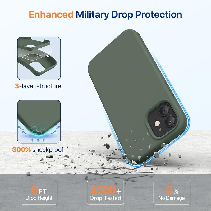 Miracase Silicone for iPhone 12 Case and iPhone 12 Pro Case, Dark Green | Liquid Silicone Gel Rubber Shockproof Drop Protection Phone Case for iPhone 12/12 Pro 6.1 inch - Image 4