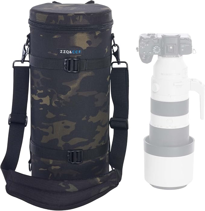 ZZQ&CCF Camera Lens Case Pouch Bag for Sony FE 200-600mm F5.6-6.3 G OSS Water Resistant Protective Camera Lens Pouch for Super Telephoto Zoom Lens #Black Camo by ZZQCCF